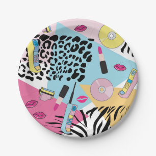 Assiettes En Carton Colorful Retro 1990's Nineties Motif