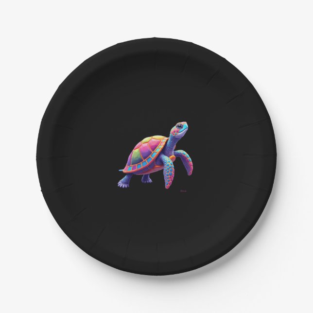 Assiettes En Carton Colorful Splash Eastern Box Turtle (4) (Devant)