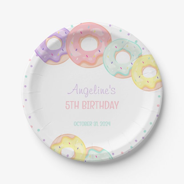 Assiettes En Carton Colorful Sprinkle Donuts Kids Birthday (Devant)