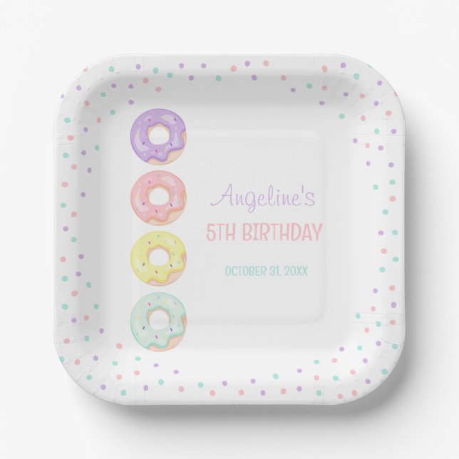 Assiettes En Carton Colorful Sprinkle Sweet Donuts Kids Birthday (Recto)