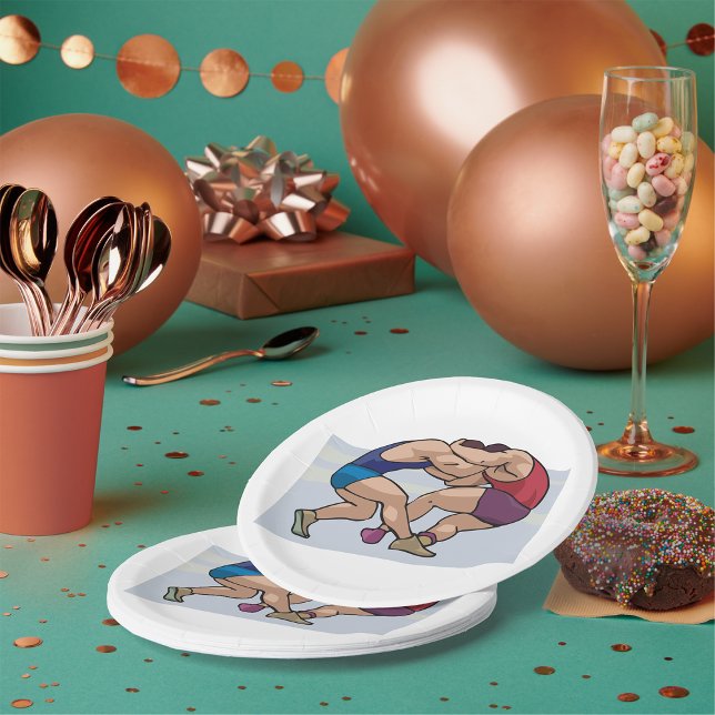Assiettes En Carton Combat de catch (Créateur téléchargé)