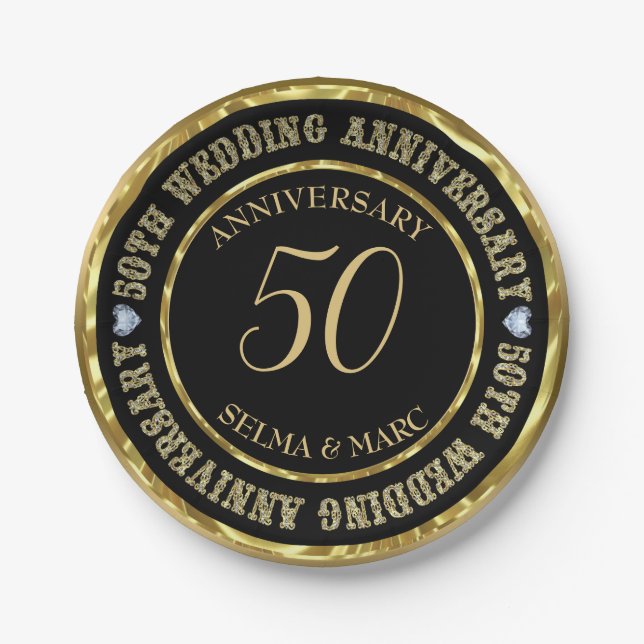 Assiettes En Carton Combinaison Or Et Noir (Devant)