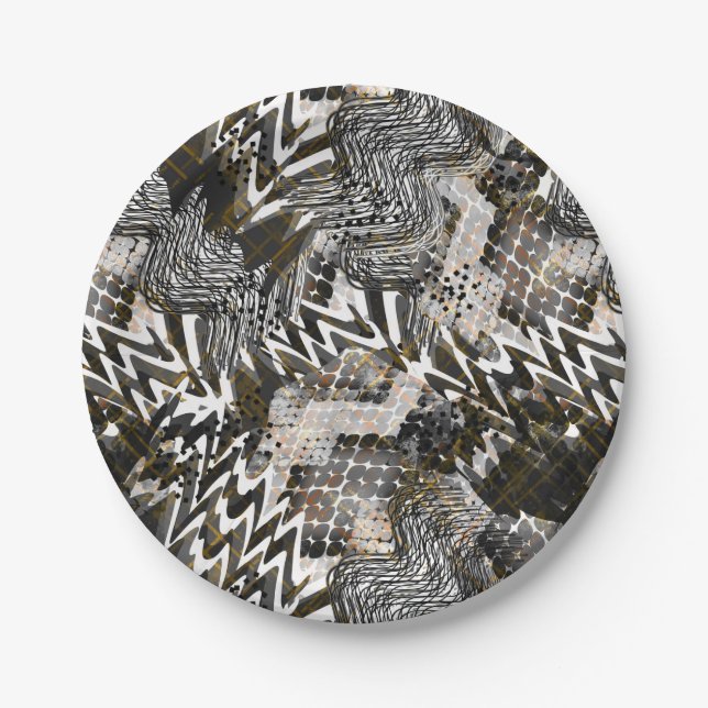 Assiettes En Carton Combiné, ethnique, africain. (Devant)