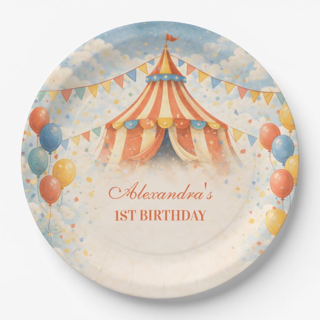Assiettes En Carton Come One Come All Circus Birthday (Devant)