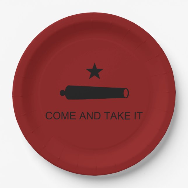 Assiettes En Carton Come & Take It ! Flag de Texas State (Devant)