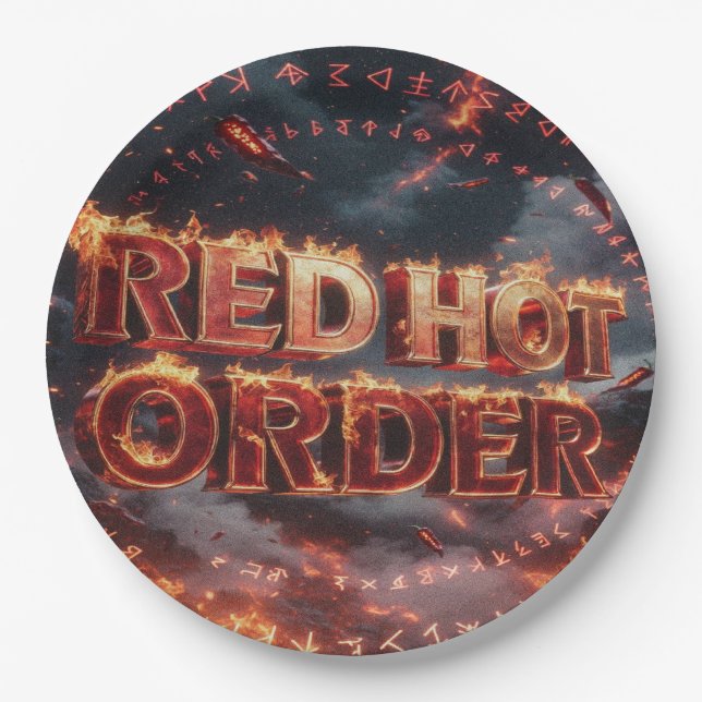 Assiettes En Carton Commande Rouge Chaud (Devant)