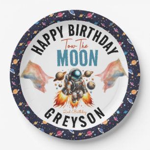 Assiettes En Carton commencer à remorquer la lune 2e Anniversaire Espa