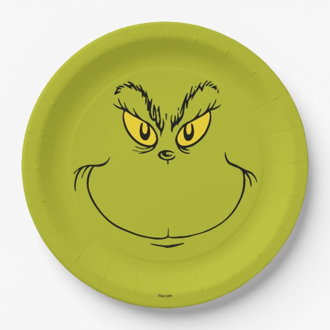 Assiettes En Carton Comment Grinch Stole Visage de Noël (Devant)