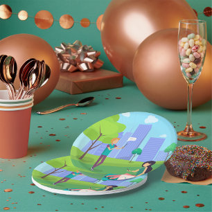Assiettes En Carton Communication sur les médias sociaux dans un parc 