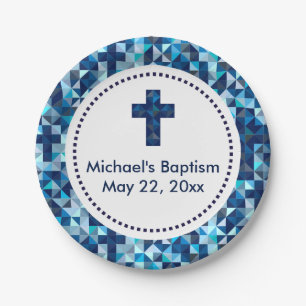 Assiettes En Carton Communion de baptême du baptême du garçon premi