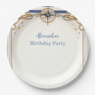 Assiettes En Carton Compas d'ancre nautique Anniversaire