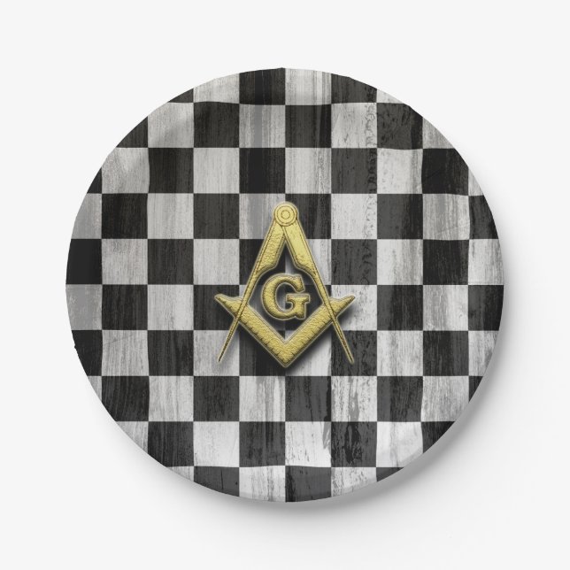 Assiettes En Carton Compass et contrôleurs Carrés (Devant)