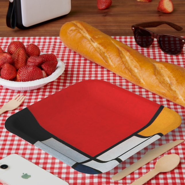 Assiettes En Carton Composition avec grand plan rouge (Pique-nique)