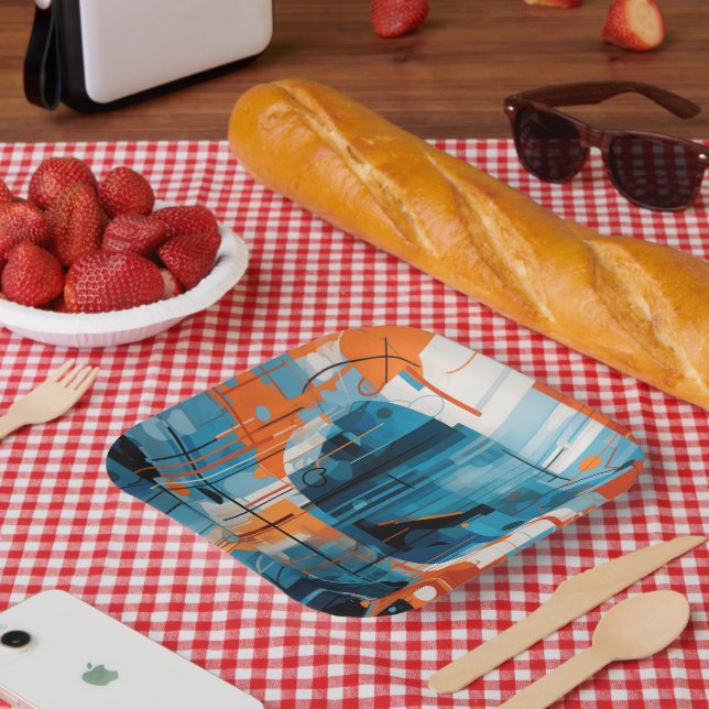 Assiettes En Carton Composition géométrique Abstraite (Pique-nique)