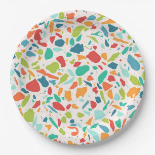 Assiettes En Carton Concepteur architectural coloré moderne Terrazzo
