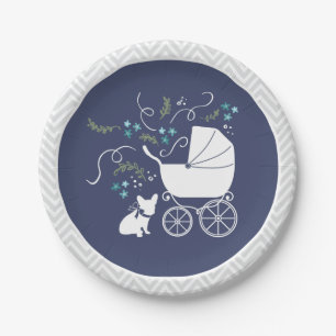 Assiettes En Carton Conception 2 de plat de baby shower de bouledogue