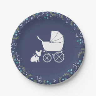 Assiettes En Carton Conception 3 de plat de baby shower de bouledogue
