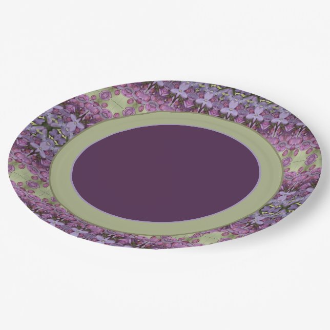Assiettes En Carton Conception à motifs violets (Angle)
