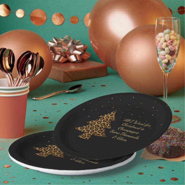 Assiettes En Carton Conception d'arbre de léopard de vacances chic (Multi)