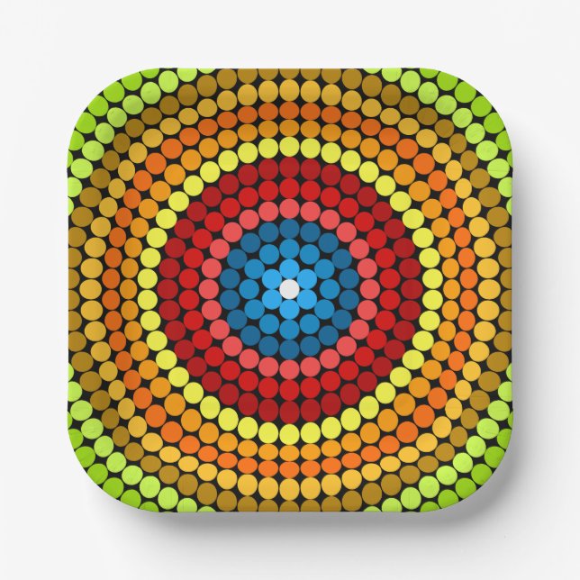 Assiettes En Carton Conception d'art mandala abstrait pointillé-65904 (Recto)