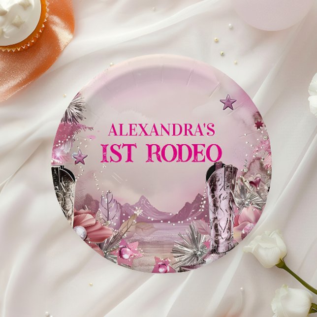 Assiettes En Carton Conception de 1er anniversaire de rodéo de cowboy  (Créateur téléchargé)