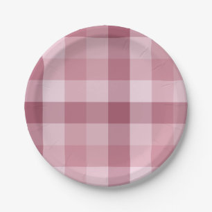 Assiettes En Carton Conception de carreaux à carreaux à gingham rose