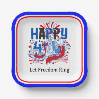 Assiettes En Carton Conception de célébration patriotique du 4 juillet