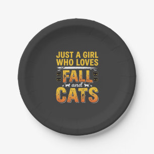 Assiettes En Carton Conception de chats d'automne Halloween fille_1