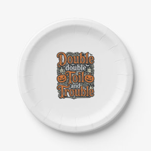 Assiettes En Carton Conception de chemise Halloween Vintage Double Toi