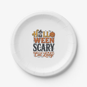 Assiettes En Carton Conception de chemise pour chat vintage Halloween