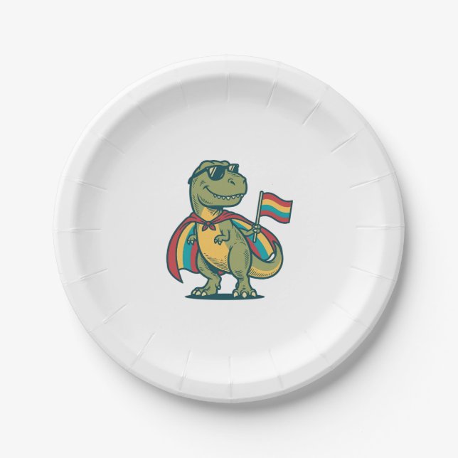 Assiettes En Carton Conception de chemise vectorielle de dinosaure de  (Devant)