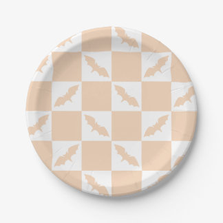 Assiettes En Carton Conception de chèques orange avec chauves-souris v