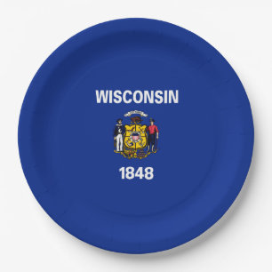 Assiettes En Carton Conception de drapeau d'état du Wisconsin