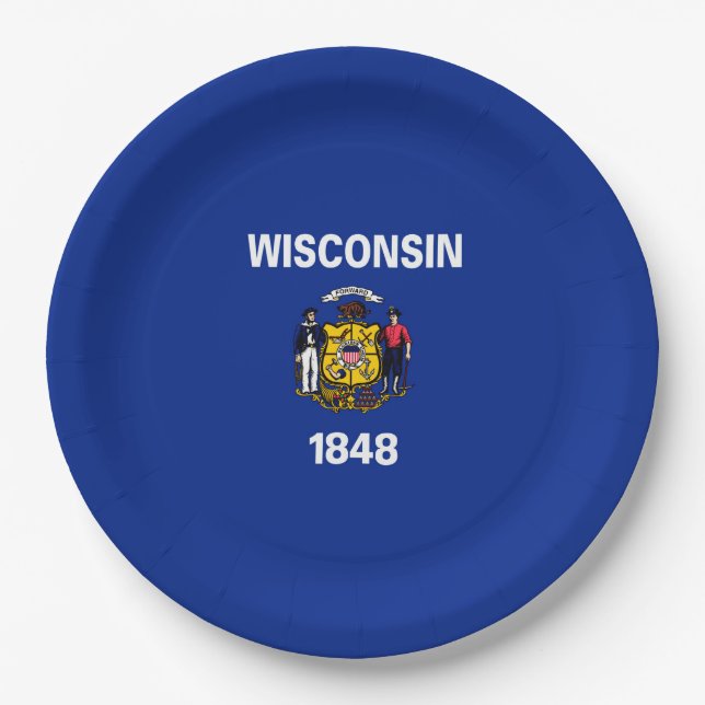Assiettes En Carton Conception de drapeau d'état du Wisconsin (Devant)