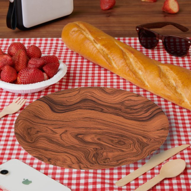 Assiettes En Carton Conception de faux bois de noyer  (Pique-nique)