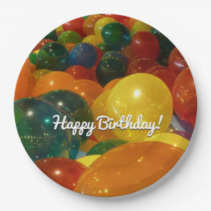 Assiettes En Carton Conception de fête de ballons colorés