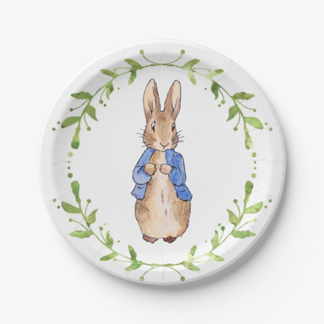 Assiettes En Carton Conception de fête de lapin classique (Devant)