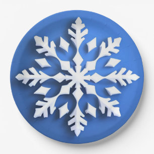 Assiettes En Carton Conception de flocon de neige blanc détaillé