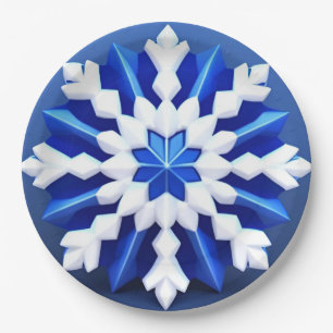 Assiettes En Carton Conception de flocon de neige blanc détaillé