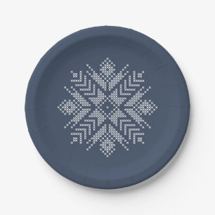 Assiettes En Carton conception de flocon de neige de la croix de Noël