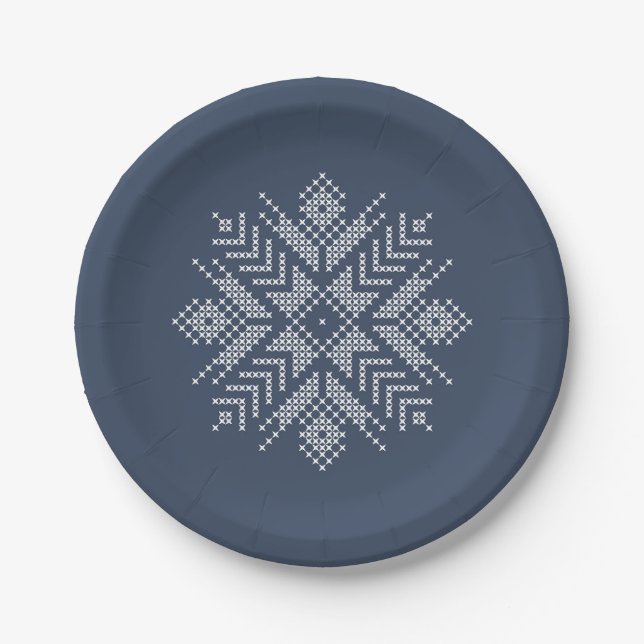 Assiettes En Carton conception de flocon de neige de la croix de Noël (Devant)
