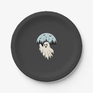 Assiettes En Carton Conception de forêt de lune de fantôme d'Halloween
