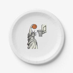 Assiettes En Carton Conception de gravure vintage de dunk de basketbal