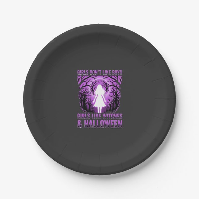 Assiettes En Carton Conception de Halloween pour filles comme des sorc (Devant)