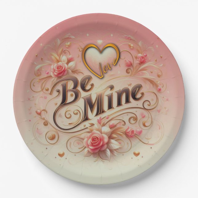 Assiettes En Carton Conception de la Saint-Valentin Sois Mienne avec C (Devant)
