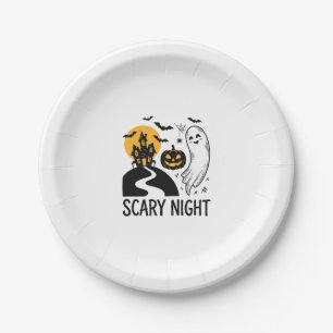 Assiettes En Carton Conception de maison hantée Halloween de nuit effr