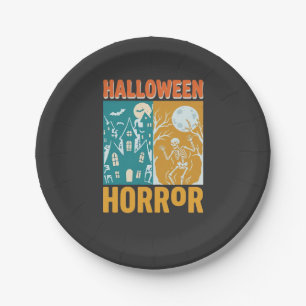 Assiettes En Carton Conception de maison hantée Halloween Lune squelet