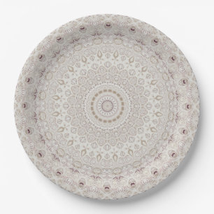 Assiettes En Carton Conception de motif mandala beige et taupe