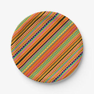 Assiettes En Carton Conception de motifs aztèques natifs colorés migno