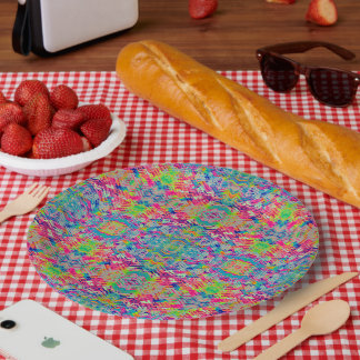 Assiettes En Carton Conception de pistes néon colorées mignonnes